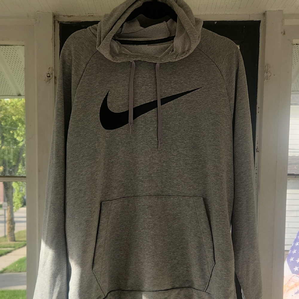 Nike Gray Pullover Hoodie with Black Swoosh